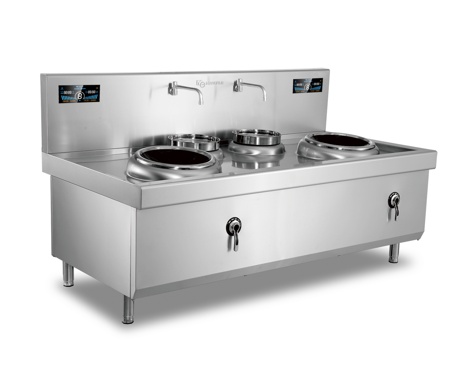 400mm Double Burner with double basin Induction Wok
