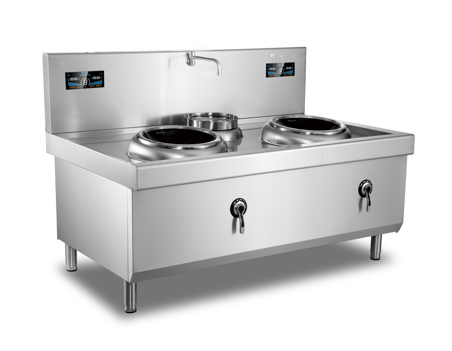 400mm Double Burner with one basin Induction Wok