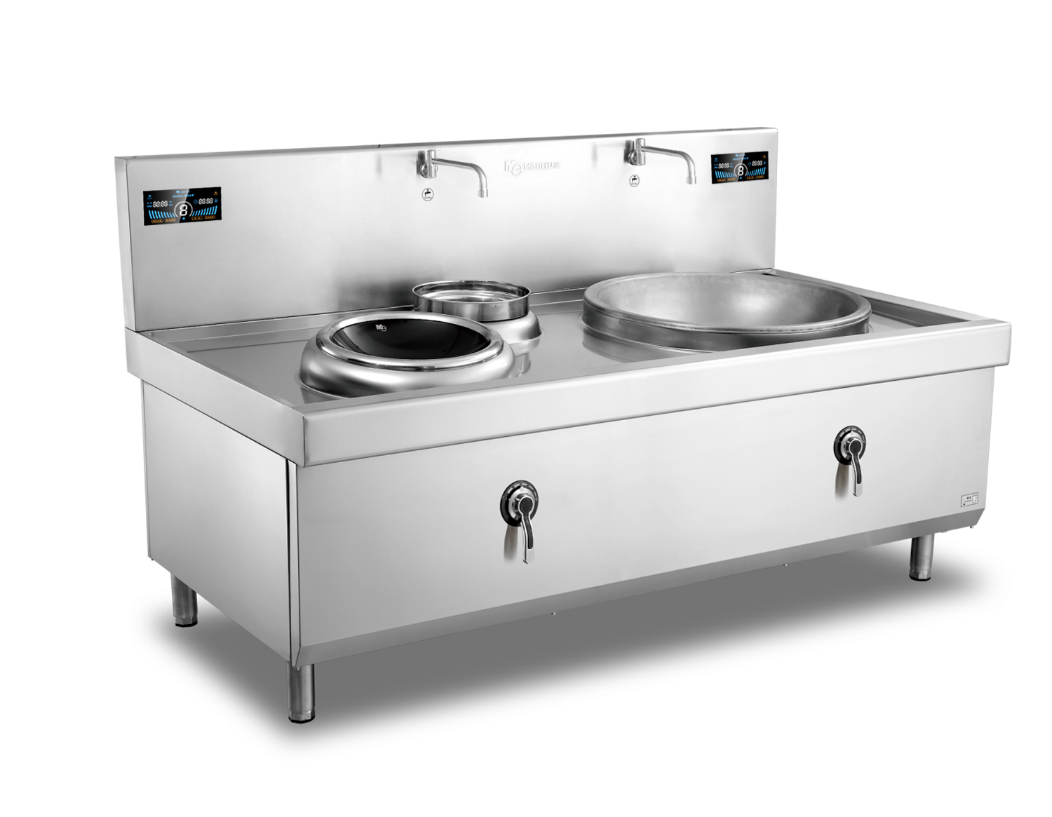 400mm+800mm Double Burner with one basin Induction Wok